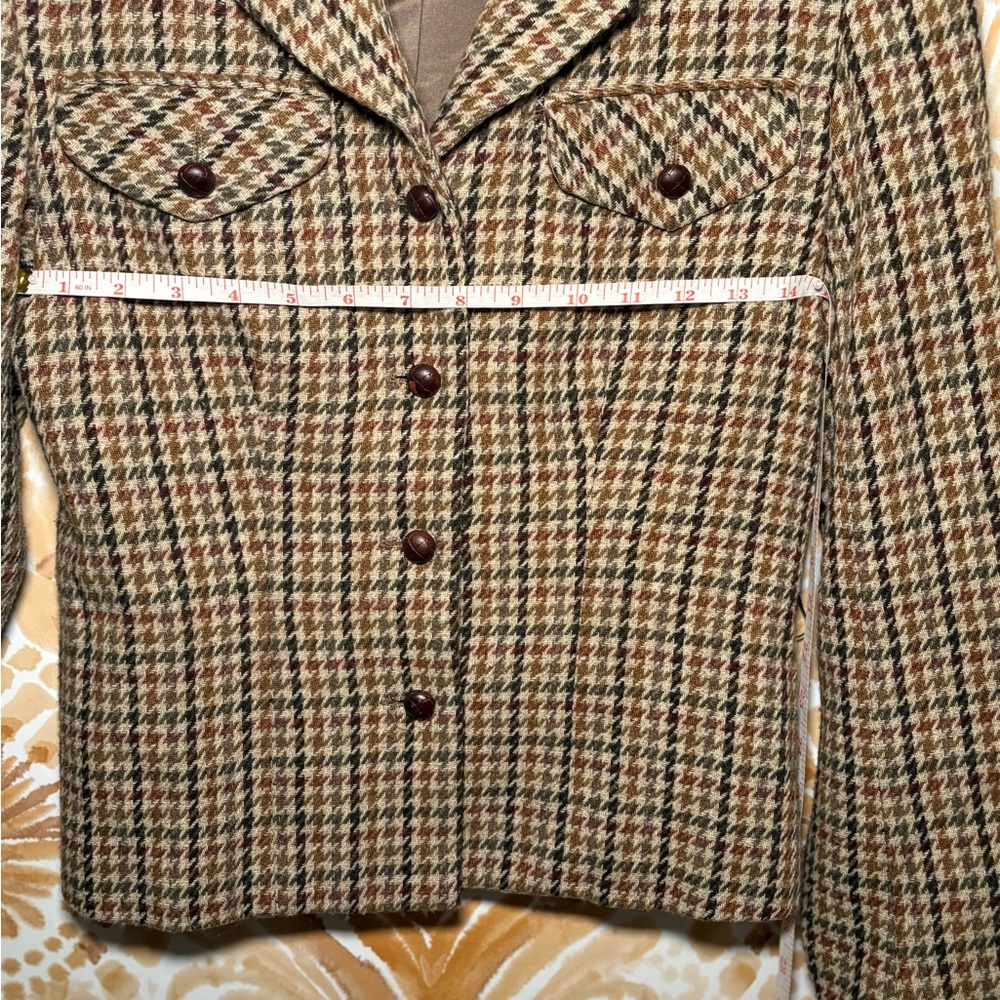 Vintage Hugo Buscati Milano Women's Houndstooth Jacket - Brown Small - Picture 7 of 9